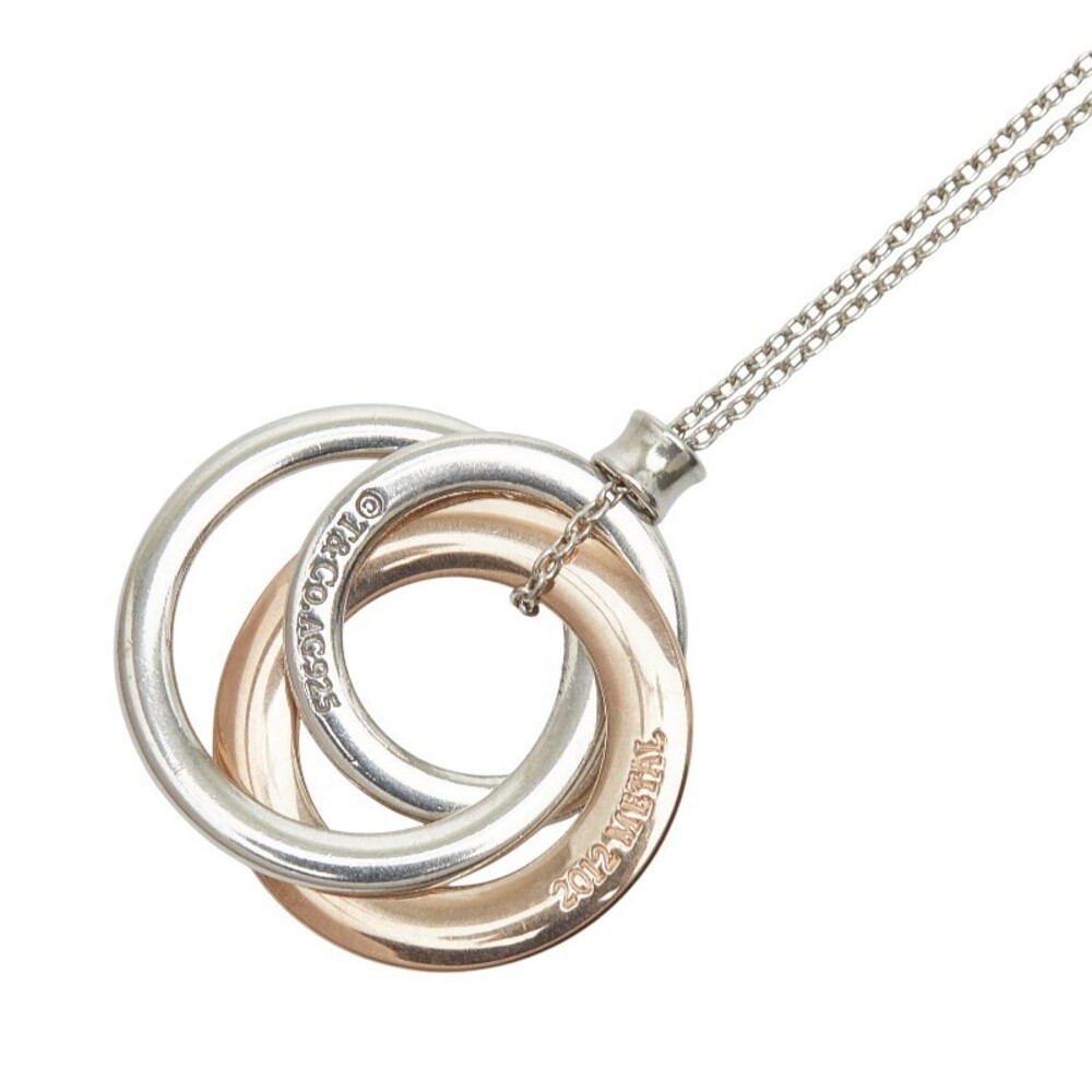 Tiffany Co Triple Circle Necklace Silver Bron White Rubedo Metal